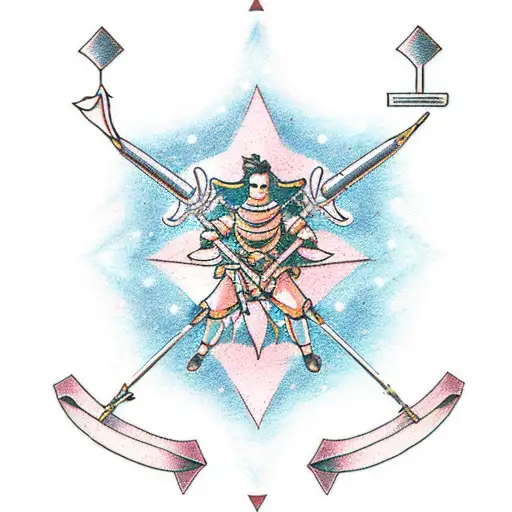 Manga-style Sagittarius Sign With A Compass And Arrow