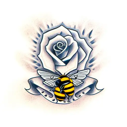 Rose With Bumblebee On Fire Landing On It