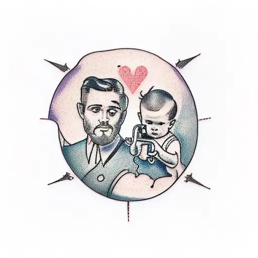 Father And Child Playing Instruments Together