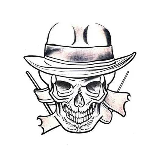 Indiana Jones Hat And Whip With A Skull