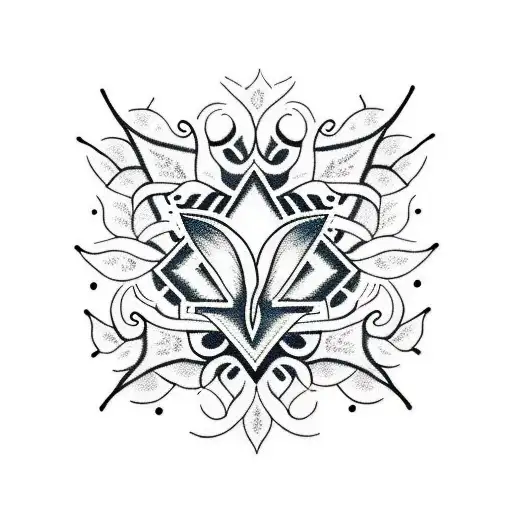 A Dotwork Design Of A Vegan Symbol Integrated With A Leafy Vine