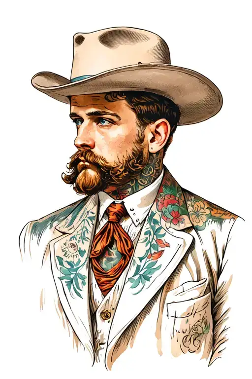 Hot Gentleman With Tattoos Portrait Style Looking Away