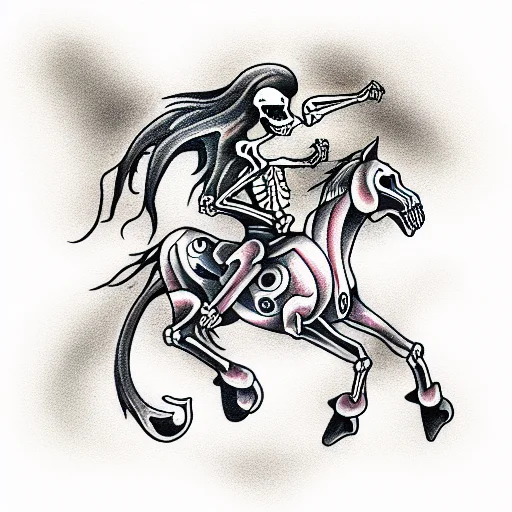 Skeleton Riding Ghost Horse