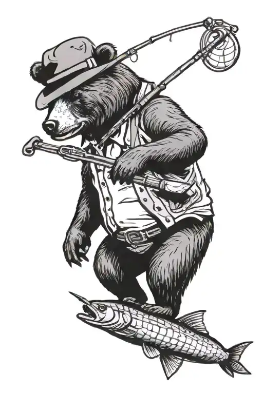 Bear With Fishing Rod