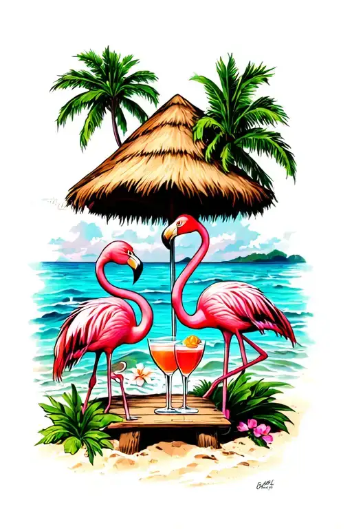 Beach Drink Flamingo Hut