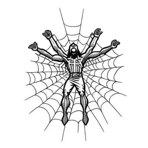 Jesus As Spider-man Being Crucified On The Cross
