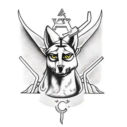 Anubis Holding Up The Anch Symbol