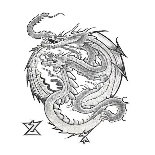 Dragon With Lighting Bolt