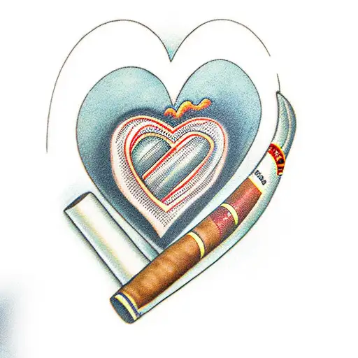 Red Heart With The Inscription Mom And A Cigar With The Inscription Dad