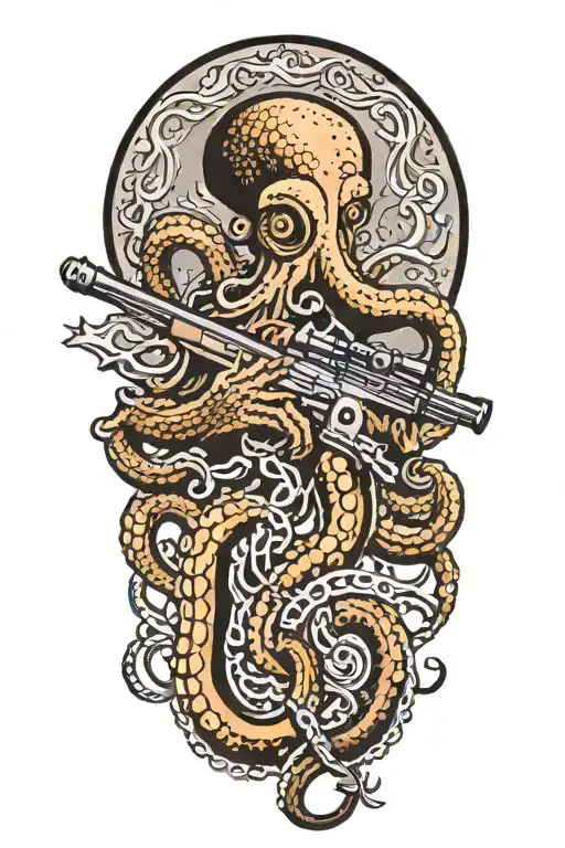 Octopus Holding Rifle
