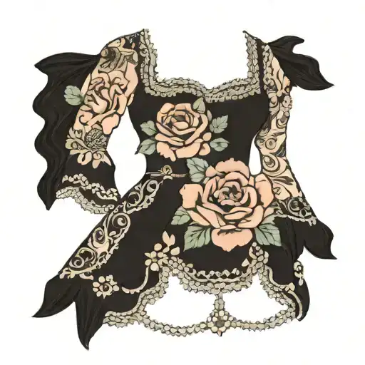 A Vintage Dress With Intricate Lace Details And Floral Patterns