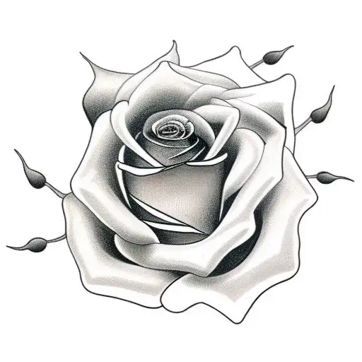 Rose With Stem Black And White