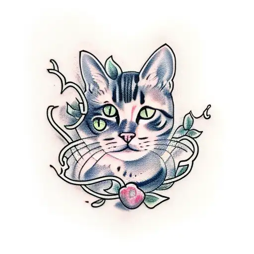 A Cat Holding A Strawberry Vine