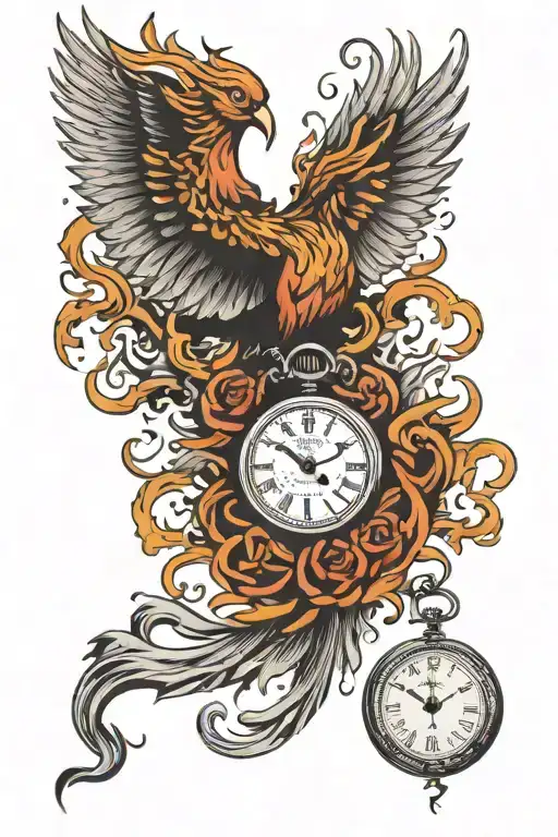 Phoenix Carrying Pocket Watch Melting Away