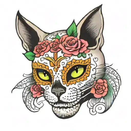 Cat Sugar Skull Adorned