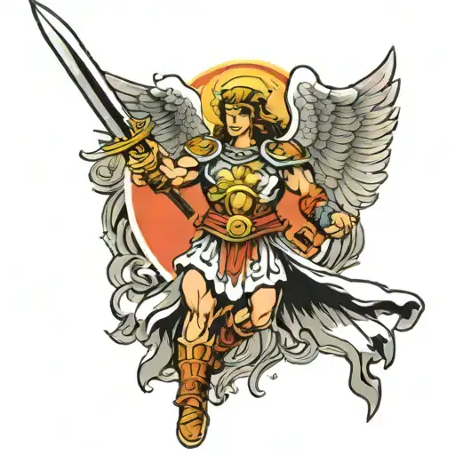 Angelic Warrior Wielding A Sword