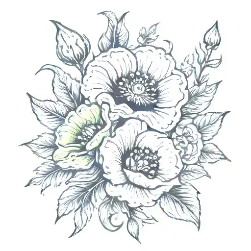 A Poppy Flower And A Gladiolus Flower With A Leo Zodiac Sign And A Peridot Gemstone