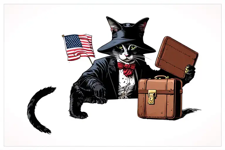 Plague Doctor That Is A Cat And Holding Briefcase