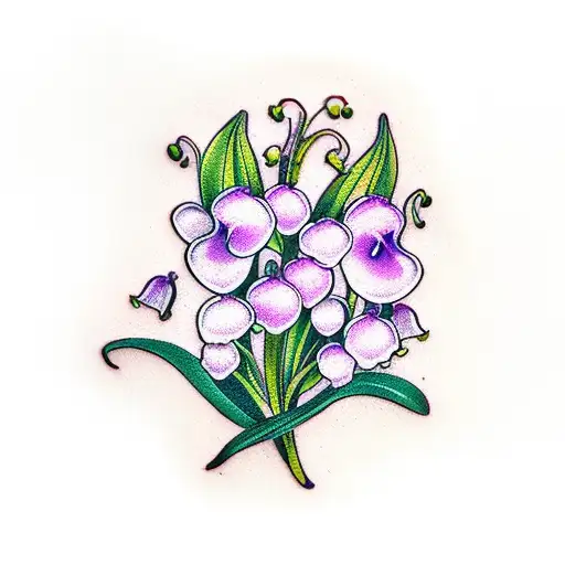 Lily Of The Valley And Violet Bouquet