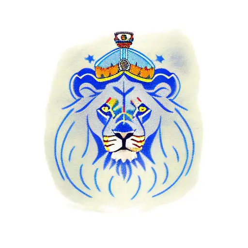 Lion With Blue Eye And Italian Writing Saying Son