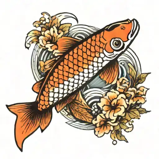 Koi Fish Swimming Upwards