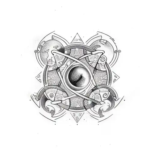 An Aquarius Glyph Symbol Intertwined With Psychedelic Mushrooms