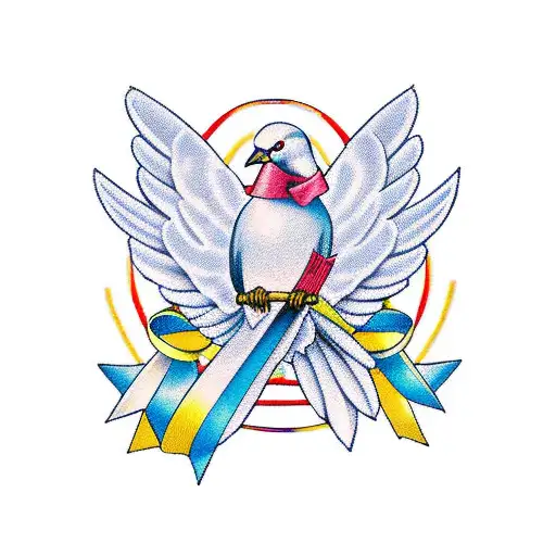 Dove With Ribbon In Beak With Dad 02 26 1946 - 10 02 2023 Within The Ribbon
