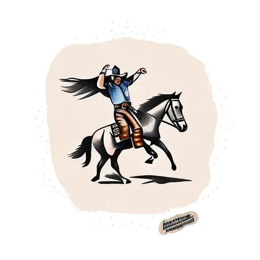 Cowboy On Horse In Desert