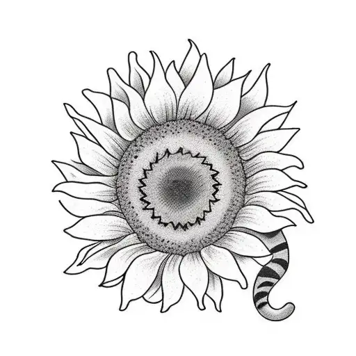 Sunflower With A Cat