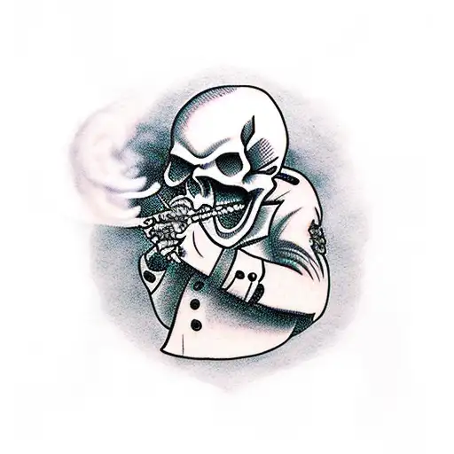 Skull And Women Blowing Smoke