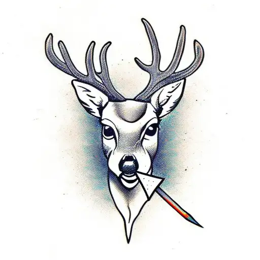 Deer With An Arrow In Its Mouth