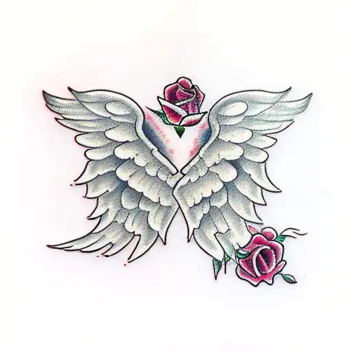 Angel Wings With Roses