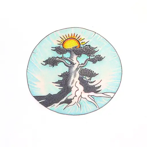 Cliff With Tree And Sun