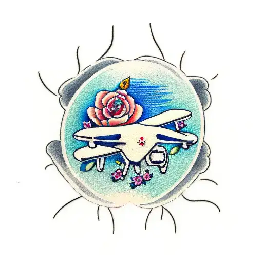 Broken Drone Arm With Bent Prop And Flower's