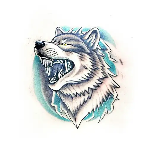 Aggressive Wolf Face With The Writing Creed Name Below