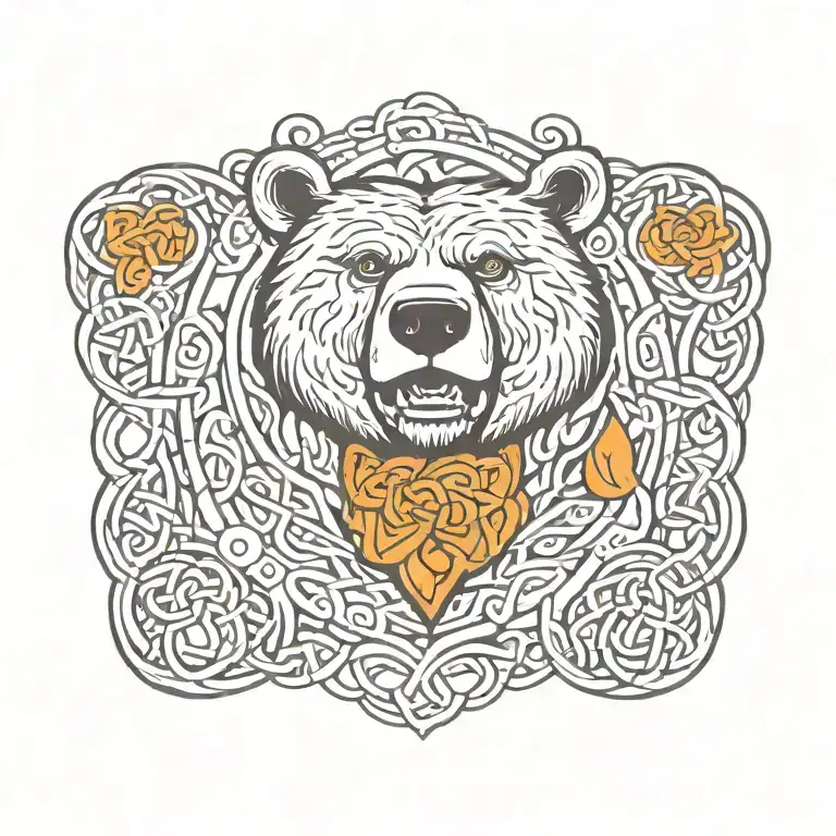 Cute Funny Bear Surrounded By Celtic Knots