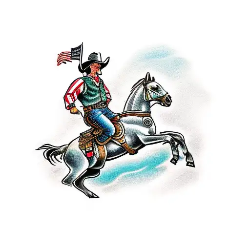 Cowboy Riding Bucking Horse