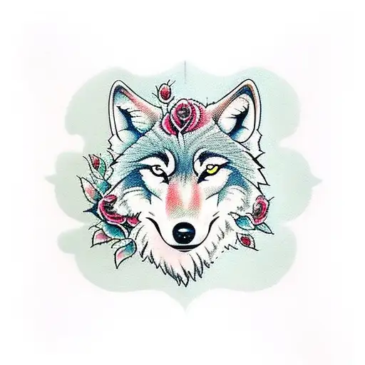 Wolf With Roses And Something Extra
