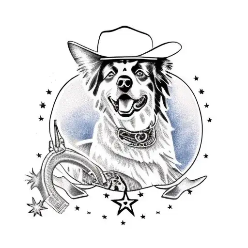 Australian Shepherd Wearing Cowboy Hat