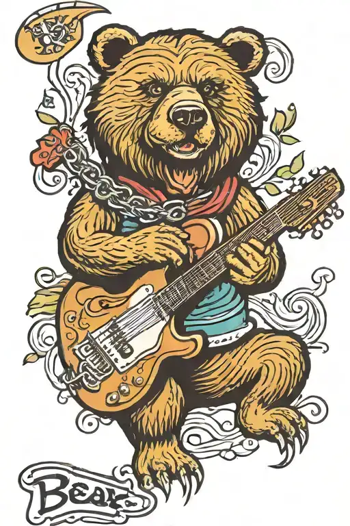 Bear Playing Bass Guitar