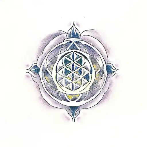 Nature With Flower Of Life In Center