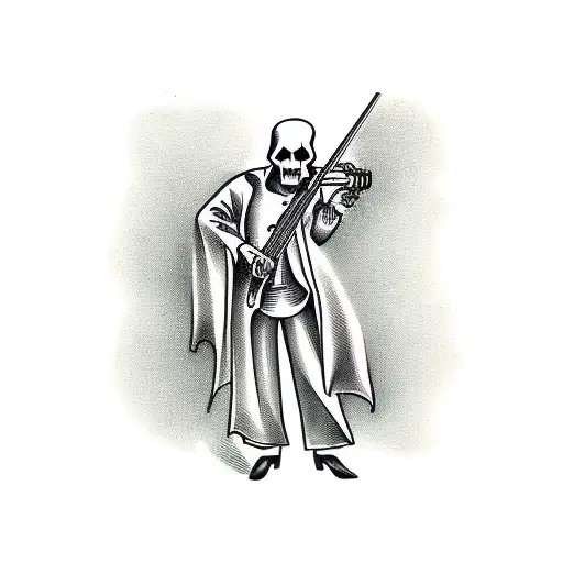 Grim Reaper Playing A Haunting Melody On A Violin