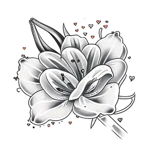 Realistic Lily Surrounded By Heart-shaped Vines