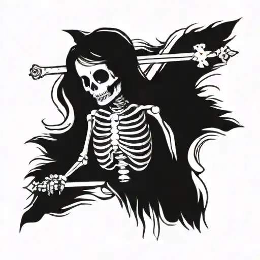 Girl Skeleton With Cross