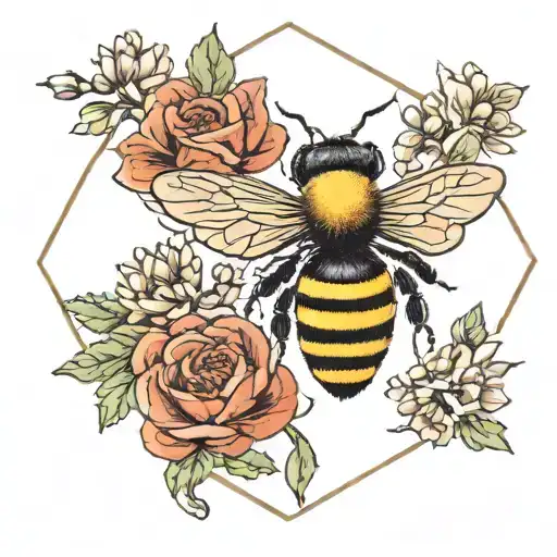 Bee Hexagon Floral Needle And Thread