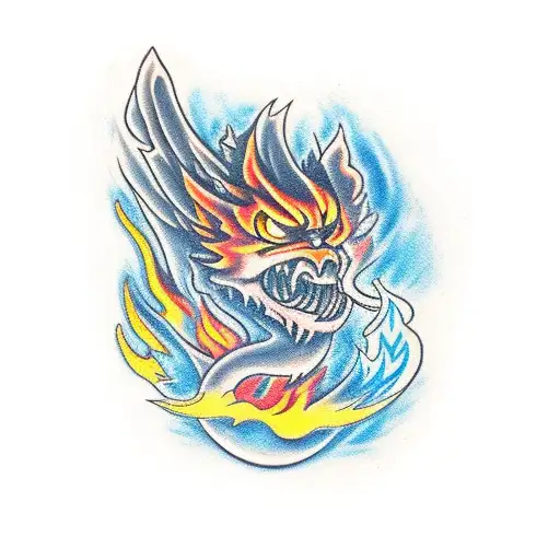 Fire With Eyes Looking Through The Flames