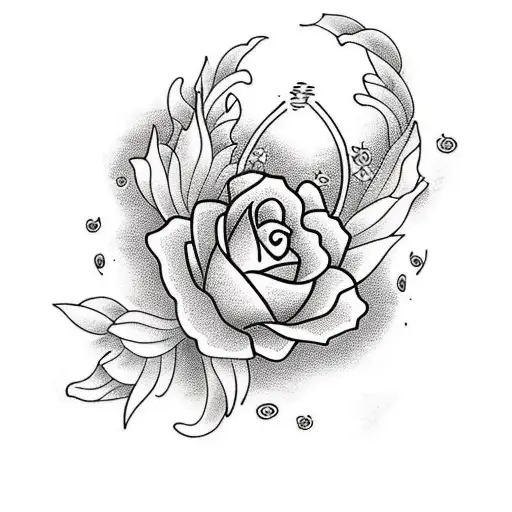 Flowers And One Koi Fish