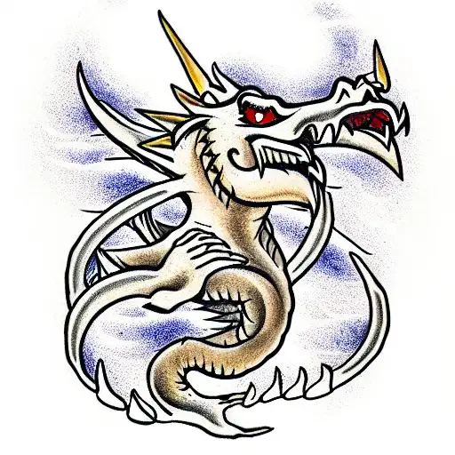 Western Dragon Of Greed Guarding His Gold And Treasure