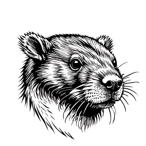 Beaver American Traditional Tattoo Design Black And White