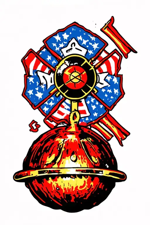 Firefighter Maltese Cross With Atom Bomb